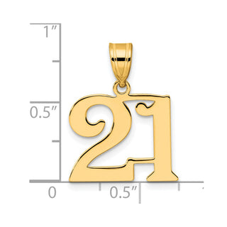 14k Yellow Gold Polished Number 21 Pendant APN21