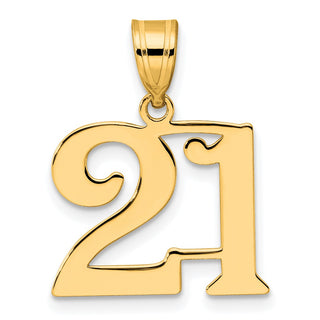 14k Yellow Gold Polished Number 21 Pendant APN21