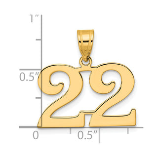 14k Yellow Gold Polished Number 22 Pendant