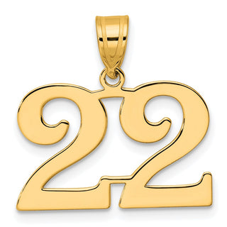 14k Yellow Gold Polished Number 22 Pendant