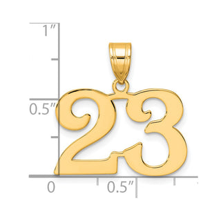 14k Yellow Gold Polished Number 23 Pendant