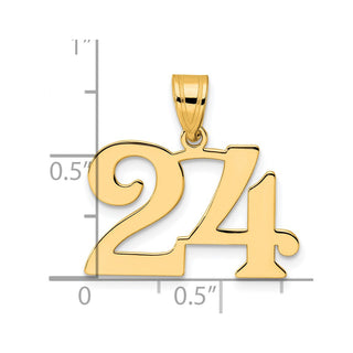 14k Yellow Gold Polished Number 24 Pendant