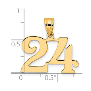 14k Yellow Gold Polished Number 24 Pendant