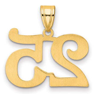 14k Yellow Gold Polished Number 25 Pendant APN25