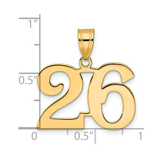 14k Yellow Gold Polished Number 26 Pendant