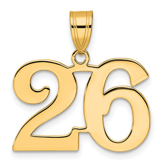 14k Yellow Gold Polished Number 26 Pendant
