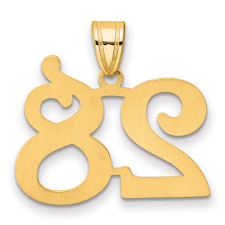 14k Yellow Gold Polished Number 28 Pendant