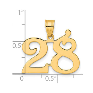 14k Yellow Gold Polished Number 28 Pendant