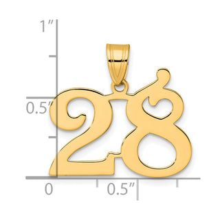 14k Yellow Gold Polished Number 28 Pendant