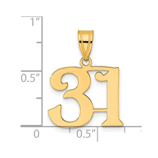 14k Yellow Gold Polished Number 31 Pendant