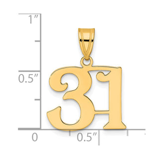 14k Yellow Gold Polished Number 31 Pendant