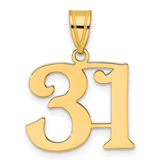 14k Yellow Gold Polished Number 31 Pendant