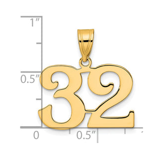 14k Yellow Gold Polished Number 32 Pendant