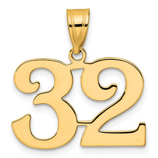 14k Yellow Gold Polished Number 32 Pendant