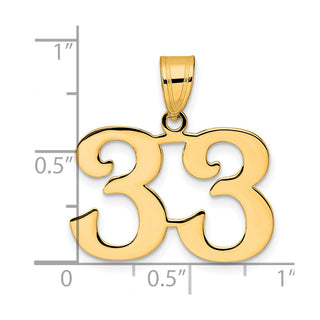 14k Yellow Gold Polished Number 33 Pendant