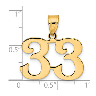 14k Yellow Gold Polished Number 33 Pendant