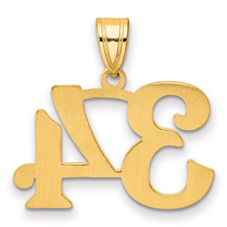 14k Yellow Gold Polished Number 34 Pendant