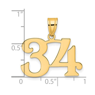 14k Yellow Gold Polished Number 34 Pendant