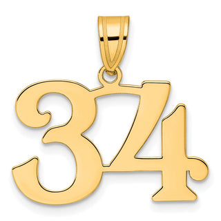 14k Yellow Gold Polished Number 34 Pendant