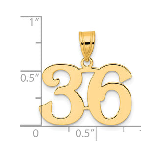 14k Yellow Gold Polished Number 36 Pendant