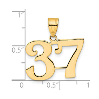 14k Yellow Gold Polished Number 37 Pendant