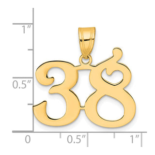 14k Yellow Gold Polished Number 38 Pendant