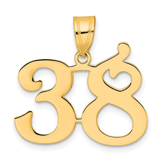 14k Yellow Gold Polished Number 38 Pendant