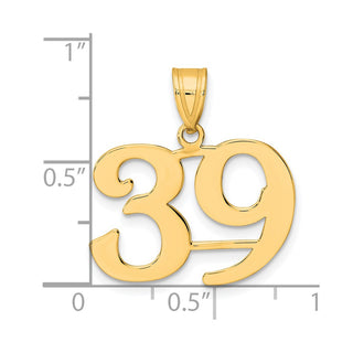14k Yellow Gold Polished Number 39 Pendant