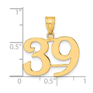 14k Yellow Gold Polished Number 39 Pendant