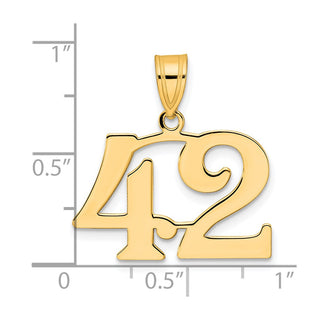 14k Yellow Gold Polished Number 42 Pendant