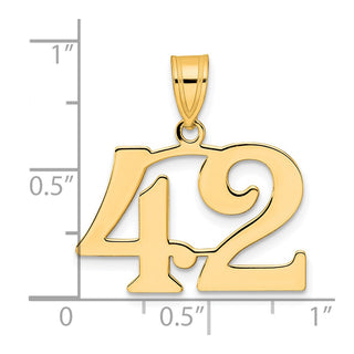 14k Yellow Gold Polished Number 42 Pendant