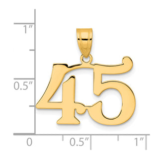 14k Yellow Gold Polished Number 45 Pendant APN45