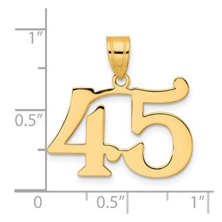 14k Yellow Gold Polished Number 45 Pendant APN45
