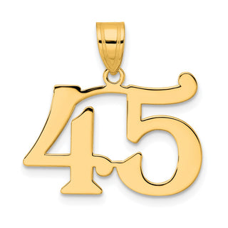 14k Yellow Gold Polished Number 45 Pendant APN45