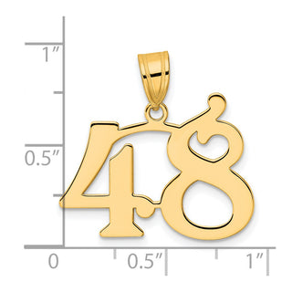 14k Yellow Gold Polished Number 48 Pendant