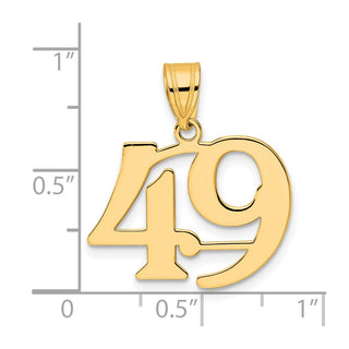 14k Yellow Gold Polished Number 49 Pendant