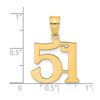 14k Yellow Gold Polished Number 51 Pendant