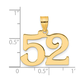 14k Yellow Gold Polished Number 52 Pendant