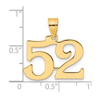 14k Yellow Gold Polished Number 52 Pendant