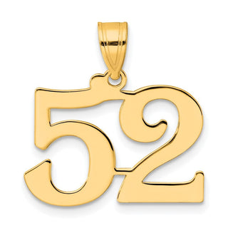14k Yellow Gold Polished Number 52 Pendant