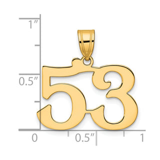 14k Yellow Gold Polished Number 53 Pendant
