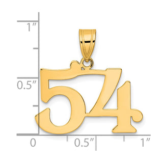 14k Yellow Gold Polished Number 54 Pendant