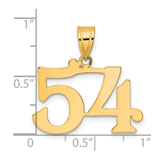 14k Yellow Gold Polished Number 54 Pendant