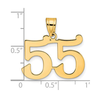 14k Yellow Gold Polished Number 55 Pendant