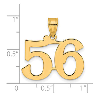 14k Yellow Gold Polished Number 56 Pendant