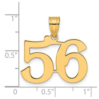 14k Yellow Gold Polished Number 56 Pendant