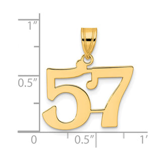 14k Yellow Gold Polished Number 57 Pendant