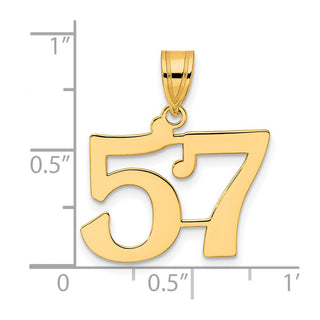 14k Yellow Gold Polished Number 57 Pendant