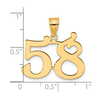 14k Yellow Gold Polished Number 58 Pendant