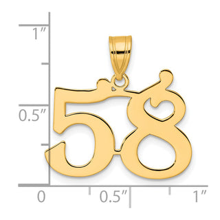 14k Yellow Gold Polished Number 58 Pendant